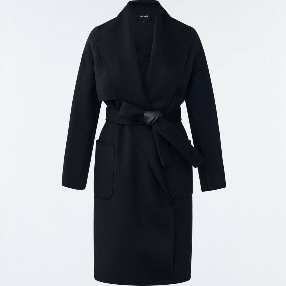 MACKAGE THALÍA BLACK S - BRAND NEW LADIES WRAP WOOL COAT